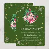 Invitation Fleurs de Noël Diamants mignons (Devant / Derrière)