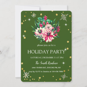 Invitation Fleurs de Noël Diamants mignons