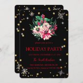 Invitation Fleurs de Noël Diamants mignons (Devant / Derrière)