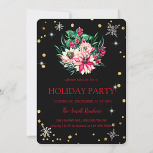 Invitation Fleurs de Noël Diamants mignons