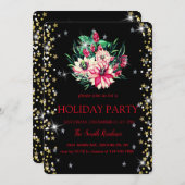 Invitation Fleurs de Noël Diamants mignons (Devant / Derrière)