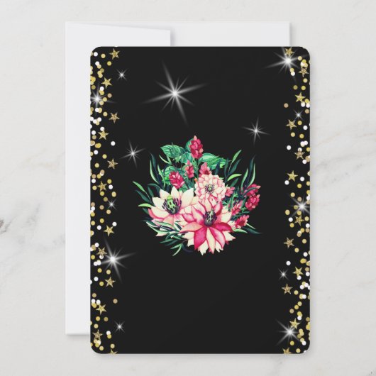 Invitation Fleurs de Noël Diamants mignons (Dos)