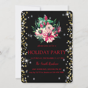 Invitation Fleurs de Noël Diamants mignons