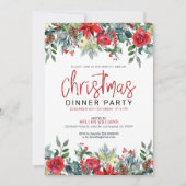 Invitation Fleurs de Noël et cadre de feuillage d'hiver (Devant)