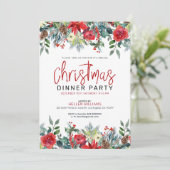 Invitation Fleurs de Noël et cadre de feuillage d'hiver (Debout devant)