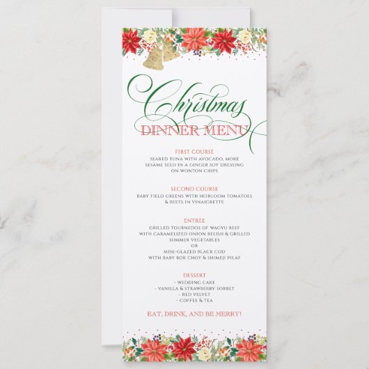 Invitation Fleurs de Noël frontière Typographie (Devant)