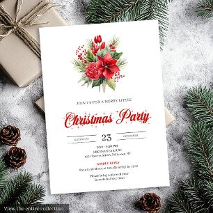 Invitation Fleurs de Noël minimalistes élégantes Festives