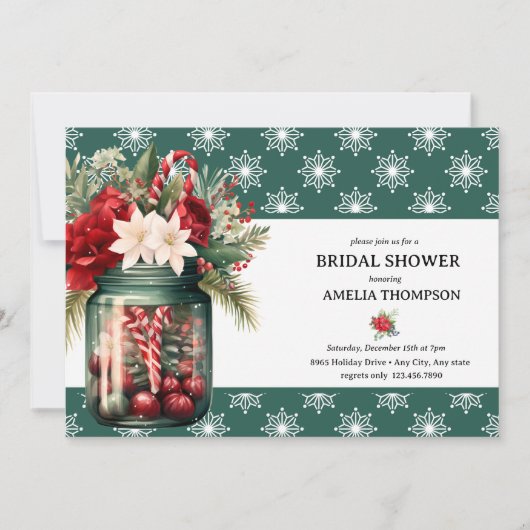 Invitation Fleurs de Noël | Réception de mariage de Noël (Devant)