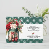 Invitation Fleurs de Noël | Réception de mariage de Noël (Debout devant)