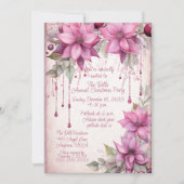Invitation Fleurs de Noël roses Fête de Noël annuelle (Devant)