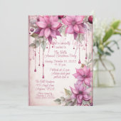 Invitation Fleurs de Noël roses Fête de Noël annuelle (Debout devant)