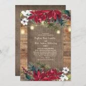Invitation Fleurs de Noël rouges rustiquesJumeau clair (Devant / Derrière)
