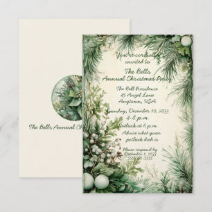 Invitation Fleurs de Noël vertes Fête de Noël annuelle