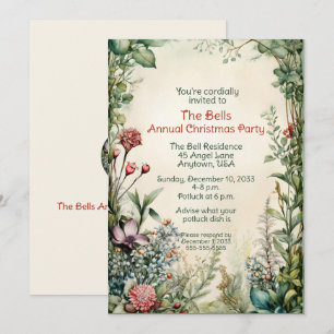 Invitation Fleurs de Noël vertes Fête de Noël annuelle