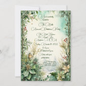Invitation Fleurs de Noël vertes Fête de Noël annuelle (Devant)