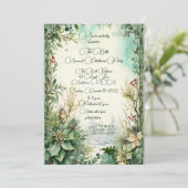 Invitation Fleurs de Noël vertes Fête de Noël annuelle (Debout devant)