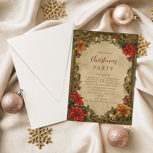 Invitation Fleurs de Noël victoriennes classiques