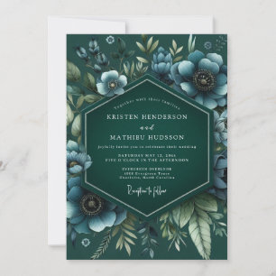 Invitation Fleurs de Nuit Ombre Émeraude Mariage
