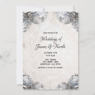 Invitation Fleurs de Paeonia Lactiflora Mariage Vintage Rusti
