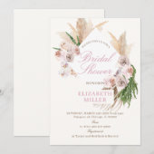 Invitation Fleurs de Pampa Bohème Rose Floral (Devant / Derrière)
