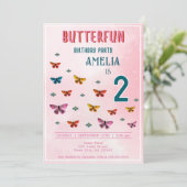 Invitation Fleurs de papillon mignonne Fête d'anniversaire fi (Debout devant)