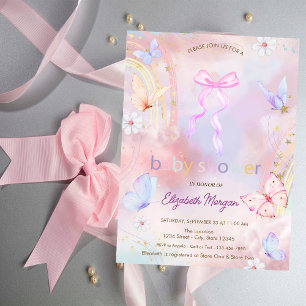 Invitation Fleurs de papillons en arc-en-ciel Baby Shower