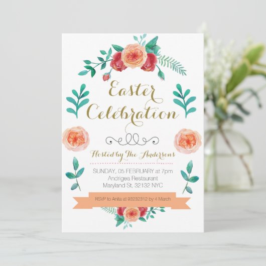 Invitation Fleurs de Pâques (Debout devant)