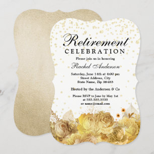Invitation Fleurs de Parties scintillant d'or fête de retrait