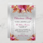 Invitation Fleurs de parties scintillant, Parties scintillant (Devant / Derrière)