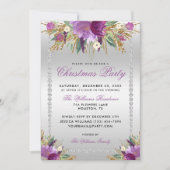 Invitation Fleurs de parties scintillant, Soirée de Noël enca (Devant)