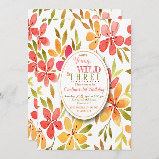 Invitation Fleurs de pastèque (Devant / Derrière)