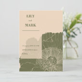 Invitation Fleurs de Pavot de jardin. Fond gravé.  (Debout devant)