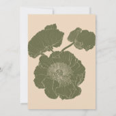 Invitation Fleurs de Pavot de jardin. Fond gravé.  (Dos)