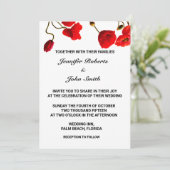 Invitation Fleurs de pavot Floral Rouge Blanc Cool Mariage te (Debout devant)