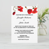 Invitation Fleurs de pavot Floral Rouge Blanc Cool Mariage te (Debout devant)