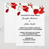 Invitation Fleurs de pavot Floral Rouge Blanc Cool Mariage te (Devant / Derrière)