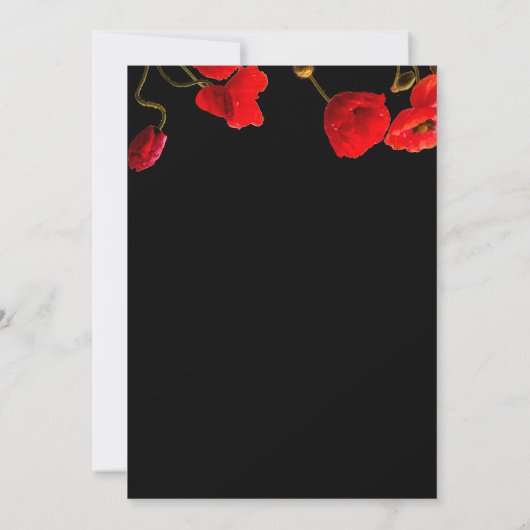 Invitation Fleurs de pavot Floral Rouge noir Mariage unique (Dos)
