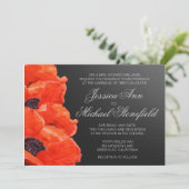 Invitation Fleurs de pavot Mariage de tableau noir orange (Debout devant)