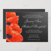 Invitation Fleurs de pavot Mariage de tableau noir orange (Devant / Derrière)