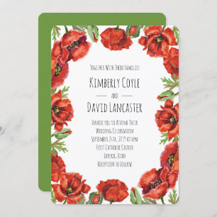 Invitation Fleurs de pavot rouge Aquarelle 2