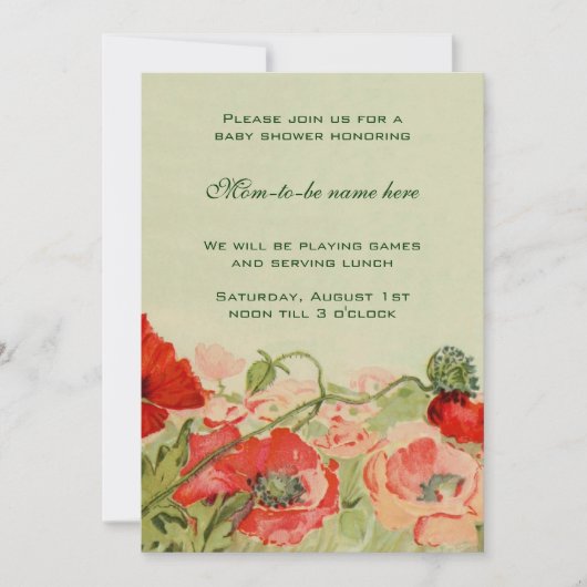 Invitation Fleurs de pavot rouge Baby shower de prairie fleur (Devant)