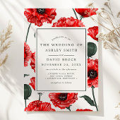 Invitation Fleurs de pavot rouge Mariage floral