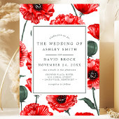 Invitation Fleurs de pavot rouge Mariage floral