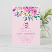 Invitation Fleurs de Peach rose Fille Enfants Anniversaire de (Debout devant)