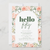 Invitation Fleurs de Pêche Arch tendance moderne 50e annivers (Devant)