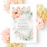 Invitation Fleurs de Pêche Botanique Élégant Mariage de Jardi<br><div class="desc">Les fabuleuses fleurs d'aquarelle de pêche invitations uniques de mariage</div>