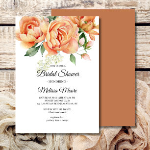 Invitation Fleurs de pêche de corail de Boho rustique verdure