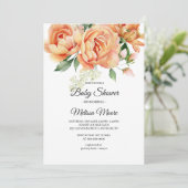 Invitation Fleurs de pêche de corail de Boho rustique verdure (Debout devant)