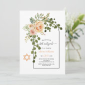 Invitation Fleurs de pêche de corail et Bat mitzvah à arc (Debout devant)