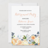 Invitation Fleurs de Pêche Élégante Retraite Partie Invitatio (Devant)